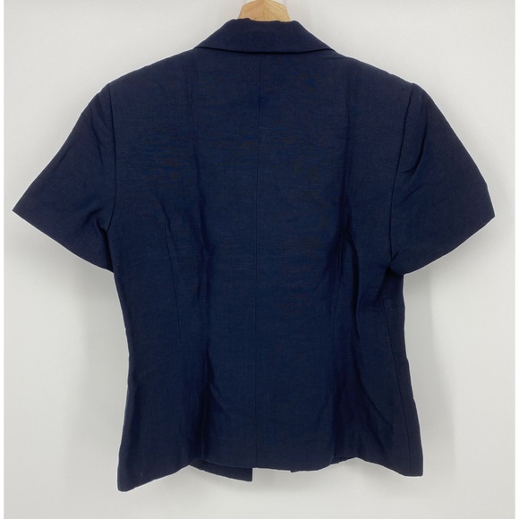 Tristan & Iseult Linen Blend Navy Button Blazer - Picture 2 of 6